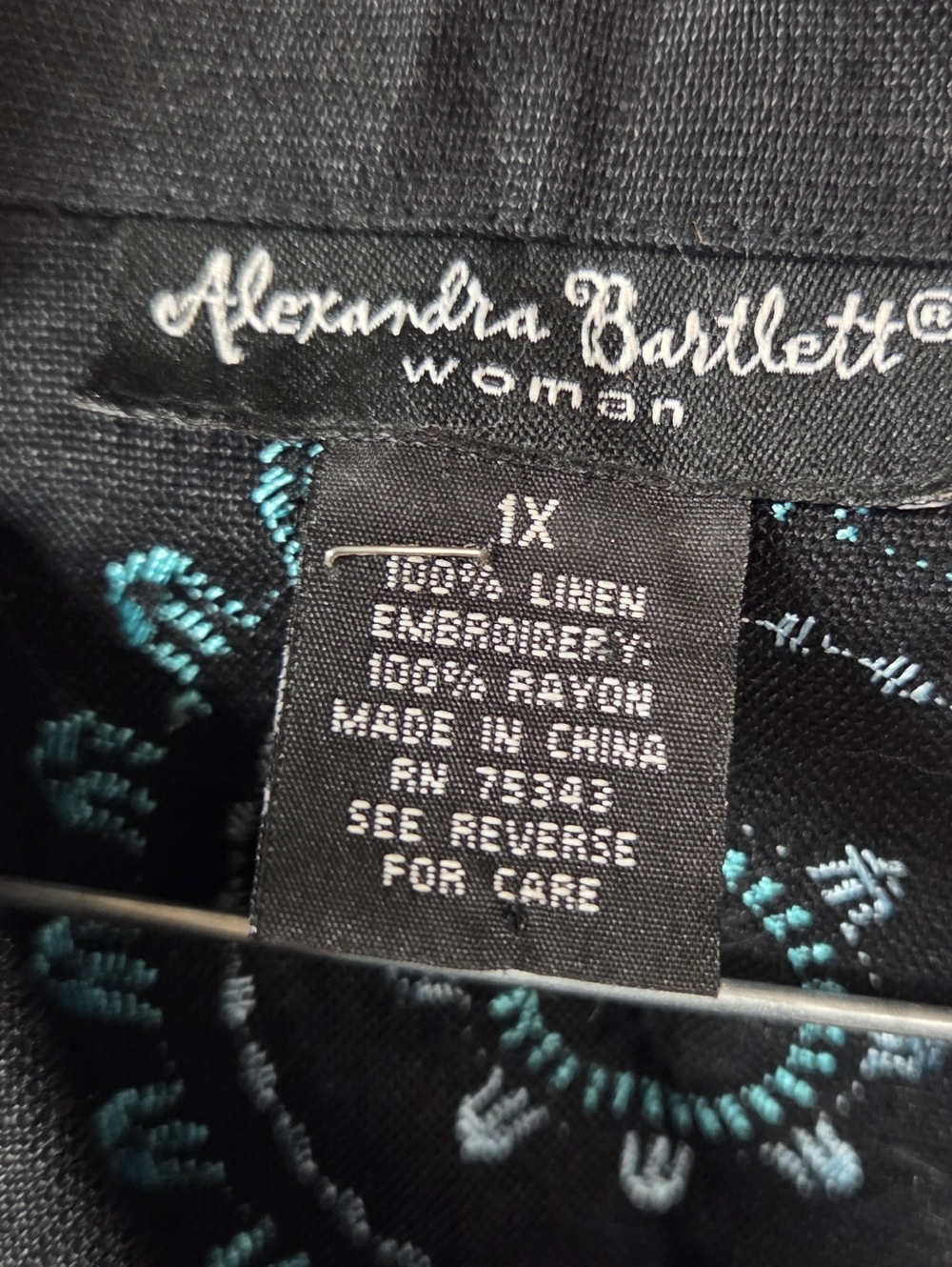 Alexandra Bartlett 100% Linen Button-Front Shirt Jacket with Embroidery - Picture 2 of 4